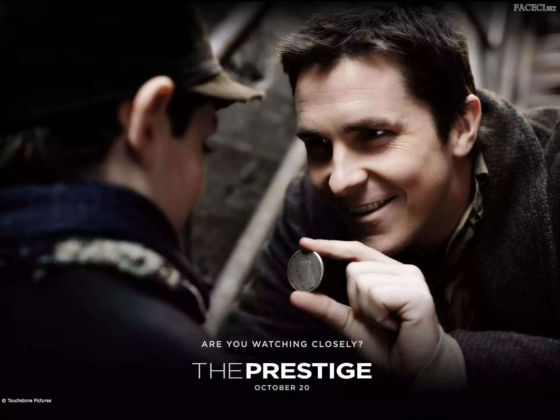 Christian Bale, chłopiec, The Prestige, moneta